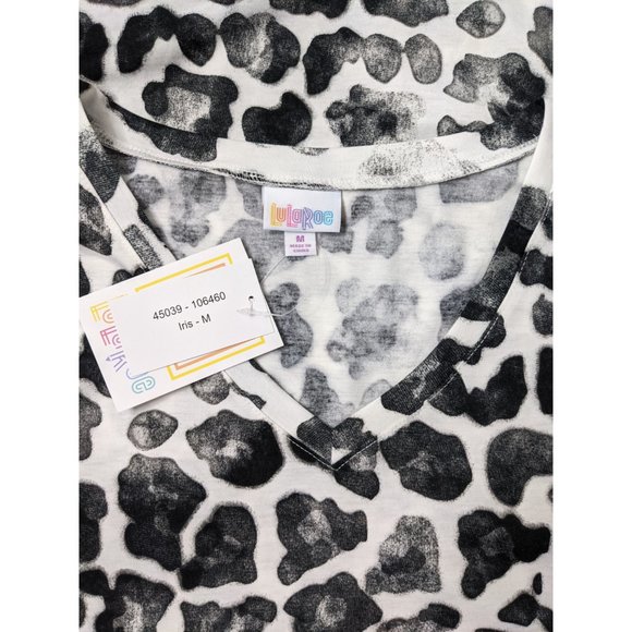 LuLaRoe Black and White Print Iris Tunic Top M - Picture 7 of 8